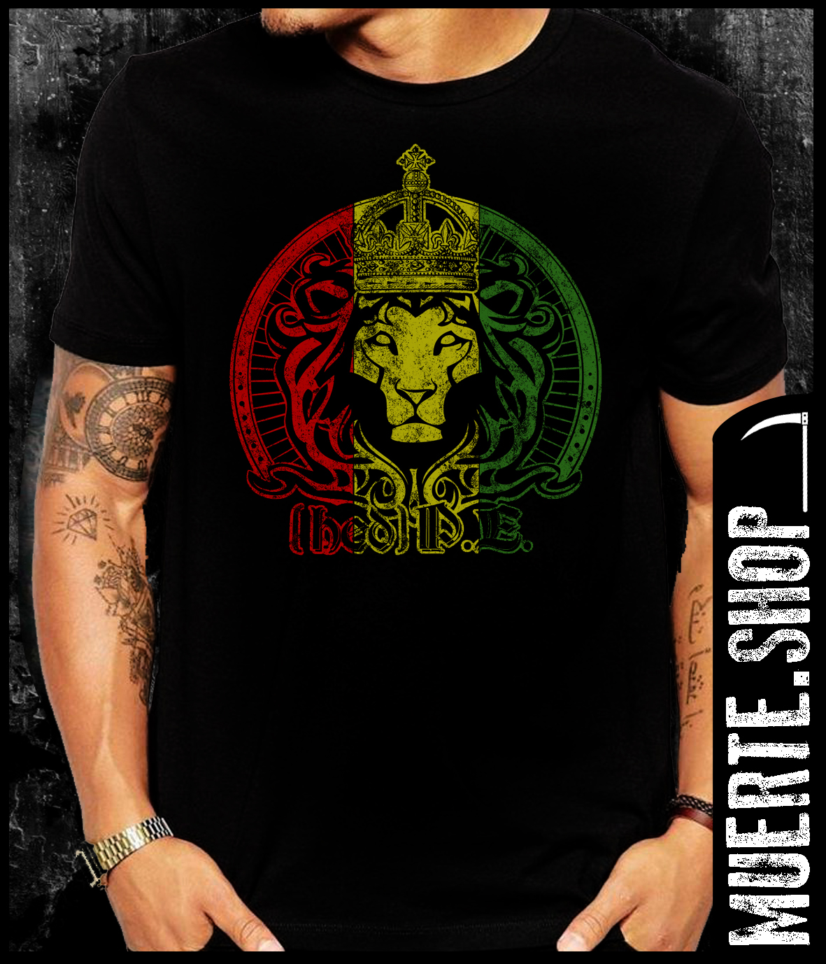 Черна тениска RAGGAE LION CROWN